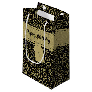 30e Verjaardag Willekeurig Nummer Patroon Zwart/Go Klein Cadeauzakje