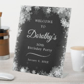 30e verjaardag Winter Wonderland Sneeuwvlok Welkom Reclamebord Met Voetstuk (Insitu)