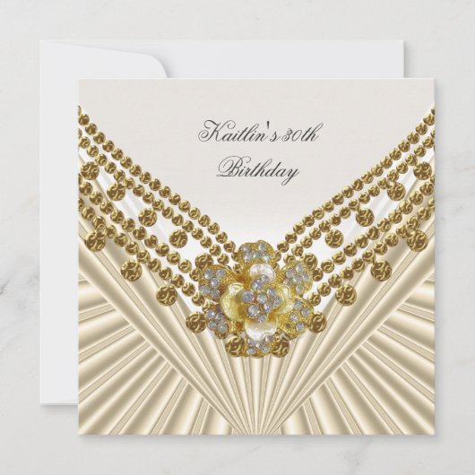 30e verjaardag Witte Cream Diamond Kaart (Voorkant)