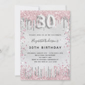 30e verjaardag zilver roze kaart (Voorkant)