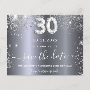 30e verjaardag zilveren glitter budget save the da flyer