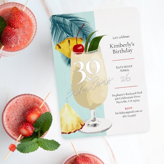 30e verjaardag Zomer Groene Cocktail Party Folie Uitnodiging