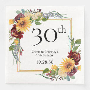 30e verjaardag Zonnebloemen Servet