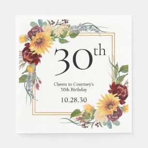 30e Verjaardag Zonnebloemen Servet