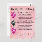 30e verjaardag Zuster Poem Briefkaart (Voorkant / Achterkant)