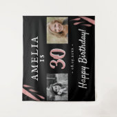 30e verjaardag Zwart 2 Foto Achtergrond Wandkleed (Voorkant)