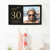 30e verjaardag zwart goud foto spandoek (Insitu)