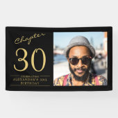 30e verjaardag zwart goud foto spandoek (Horizontaal)