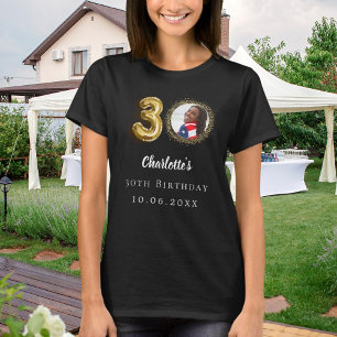 30e verjaardag zwart goud foto t-shirt