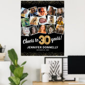 30e verjaardag zwart goud fotofeest poster (Thuiskantoor)