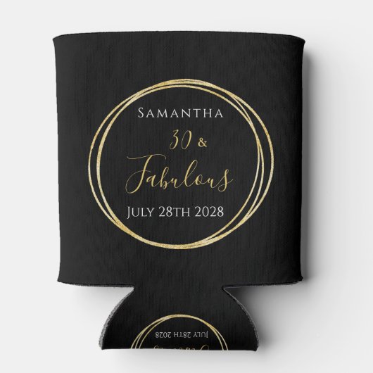 30e verjaardag zwart goud gepersonaliseerde partij blikjeskoeler (Achterkant)