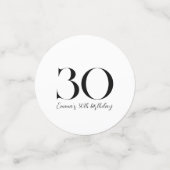 30e verjaardag zwart-wit confetti (Kleine voorkant)