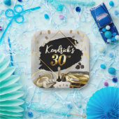 30e verjaardag zwart-wit en goudcasino, Luxe auto Papieren Bordje (Feest)