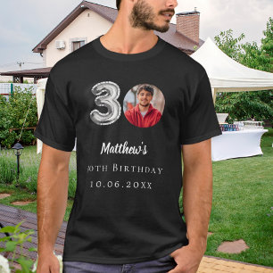 30e verjaardag zwart zilver foto t-shirt