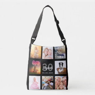 30e verjaardag zwarte foto collage crossbody tas