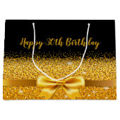 30e verjaardag zwarte gouden elegant large cadeautasje (Voorkant)