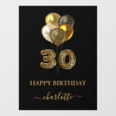 30e verjaardag zwarte goudluipaard naamscript raamsticker (Vel)
