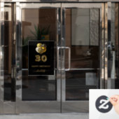 30e verjaardag zwarte goudluipaard naamscript raamsticker (Kantoordeur)