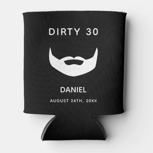 30e verjaardag zwarte witte baard mannen leuk blikjeskoeler (Voorkant)