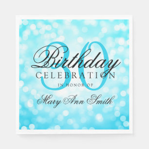 30e verjaardagsfeest Blauwgroen Blue Glitter Light Servetten