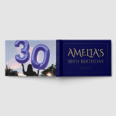 30e verjaardagsfeest gouden folie grens marine bla gastenboek (Volledig)