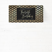 30e verjaardagsfeest in zwart wit en goud script spandoek (Insitu)