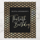 30e verjaardagsfeest in zwart wit en goud script wijn etiket (Enkel label)