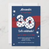 30e Verjaardagsfeest Patriottisch Rood Wit Blauw S Kaart (Voorkant)