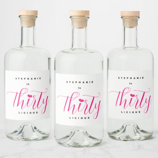 30e verjaardagsfeestje Dertig Dertigleylicious Roz Likeurfles Etiket (Flessen)