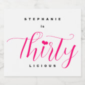 30e verjaardagsfeestje Dertig Dertigleylicious Roz Likeurfles Etiket (Enkel label)
