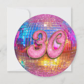 30e verjaardagsfeestje Gouden Roze Glitter Disco B Kaart (Achterkant)