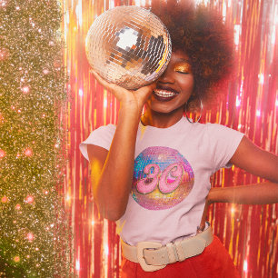 30e verjaardagsfeestje Gouden Roze Glitter Disco B T-shirt