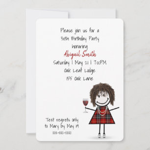 30e verjaardagsfeestje meisje met wijn kaart