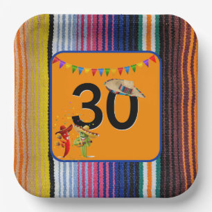 30e verjaardagsfeestje Mexicaans ontwerp Papieren Bordje