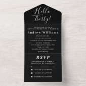 30e verjaardagsfeestje zwart wit eenvoudig modern all in one uitnodiging (Binnen)