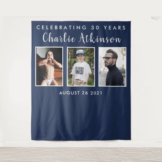 30e verjaardagsfotocollage backdrop banner wandkleed (Voorkant)