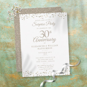 30e verjaardagsverrassingspartij Hartjes Confetti Briefkaart