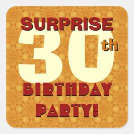 30e VERRASSING Verjaardagsfeestje Goud en Sienna Vierkante Sticker