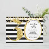 30e Zwart Wit en Goud Glitter Moderne Verjaardag Kaart (Staand voorkant)