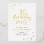 30ème anniversaire moderne Real Foil Invitation<br><div class="desc">Célébrez votre journée spéciale avec cette élégante invitation de foil d'anniversaire adulte. Ce design présente un texte en feuille d'or chic "30e fête d'anniversaire" avec des confettis étincelants. Vous pouvez choisir la couleur du papier (or/ argent/ or Rose). D'autres conceptions et fournitures de fête sont disponibles à ma boutique BaraBomDesign....</div>