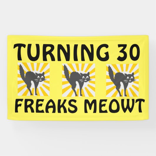 30ème BANNIÈRE DRÔLE de CAT d'ANNIVERSAIRE (Horizontal)
