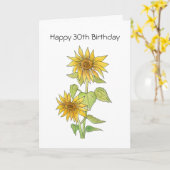 30ème Carte d'anniversaire (Fleur jaune)