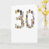 30ème carte d'anniversaire, carte de bière (Fleur jaune)