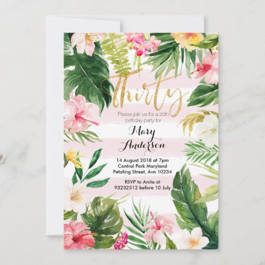 30ème invitation d'anniversaire de la partie (Devant)