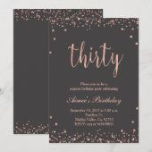 30ème invitation d'anniversaire d'or rose (Devant / Derrière)