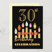 30ème Invitation de bougies d'or de fête (Devant / Derrière)
