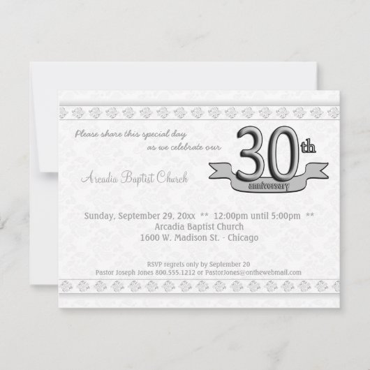30ème invitation de célébration d'anniversaire de (Devant)