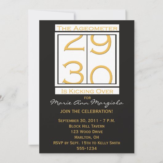 30ème invitation de fête d'anniversaire (Devant)