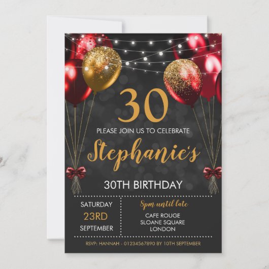 30ème Invitation Red Black Gold (Devant)