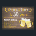 30ème invitation rustique d'anniversaire<br><div class="desc">30ème invitation rustique d'anniversaire d'acclamations et de bières. Anniversaire adulte. Anniversaire de bière pour les hommes. Arrière - plan en bois rustique. Cru de pays rétro. Pour davantage de personnalisation,  cliquez sur svp la "personnaliser il" bouton et utilisez notre outil de conception pour modifier ce modèle.</div>
